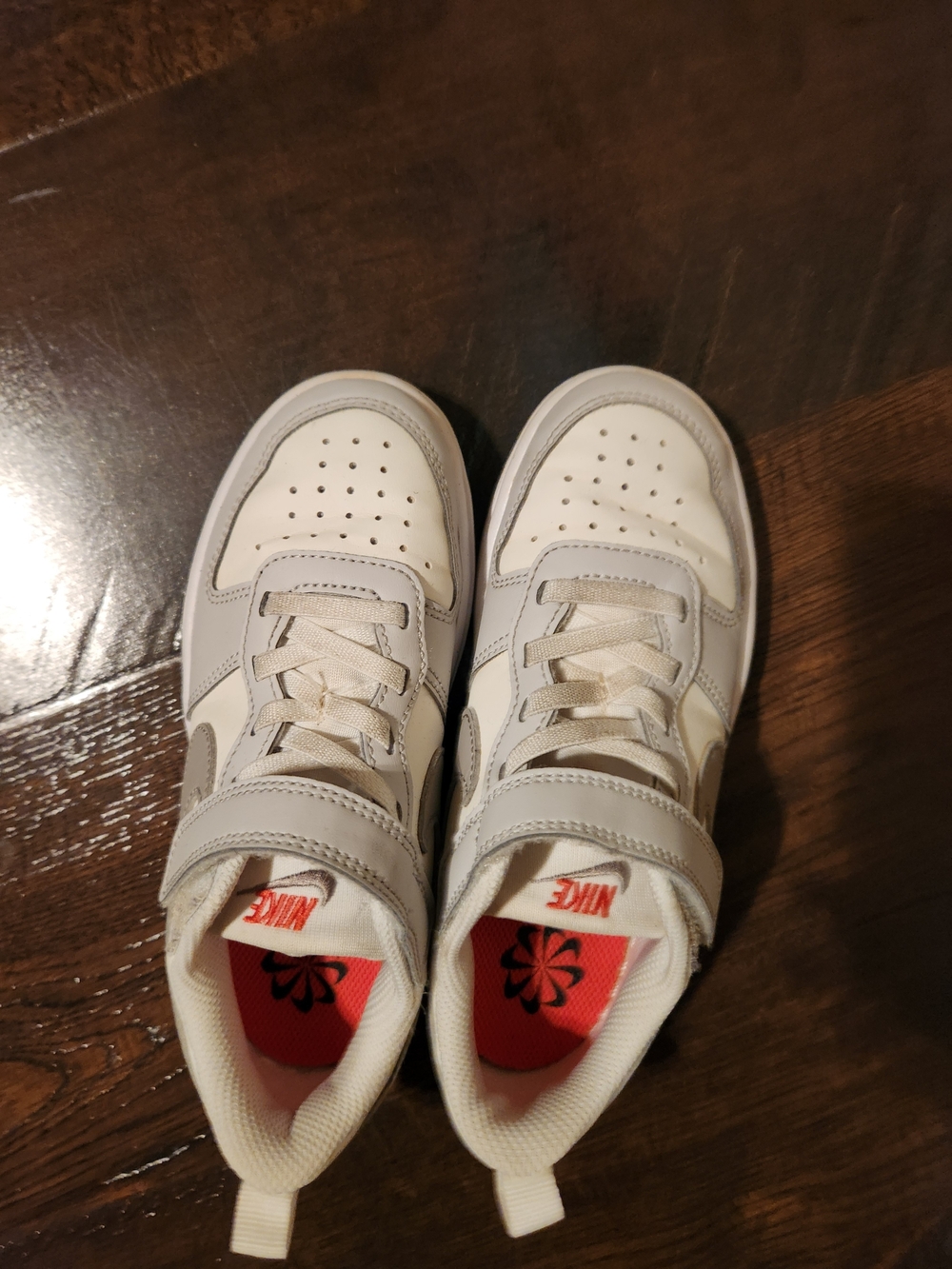 Nike Men's White and Light Gray Low-Top Sneakers with Red Insole Accents